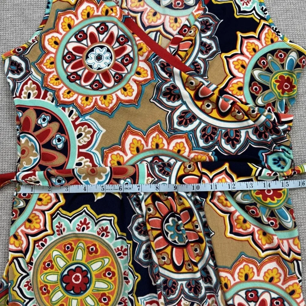 Zattcas Womens Size L Multicolor Mandala Print Sleeveless Belted Maxi Dress Boho - Picture 9 of 12